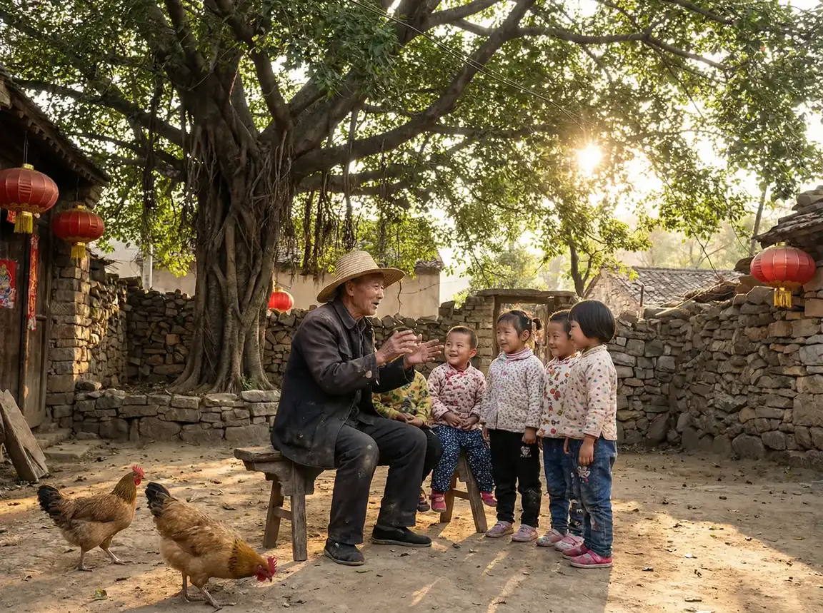 老人在大榕树下给孩子们讲故事 - 鬼吹灯之龙岭迷窟在线看 乡村记忆